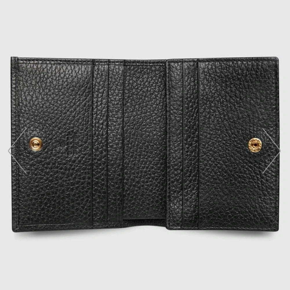 FULL SET | Gucci GG Marmont Black Leather Card Case Wallet + Box & Dust Bag